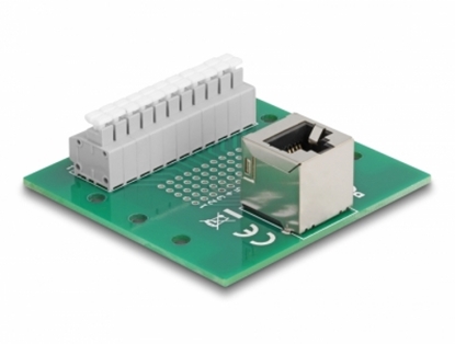Attēls no Delock RJ50 female to Terminal Block with push-button for DIN rail angled