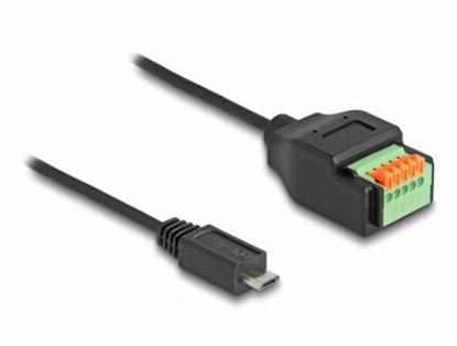 Picture of Delock USB 2.0 Cable Type Micro-B male to Terminal Block Adapter with push button 15 cm