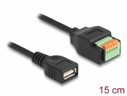 Attēls no Delock USB 2.0 Cable Type-A female to Terminal Block Adapter with push button 15 cm