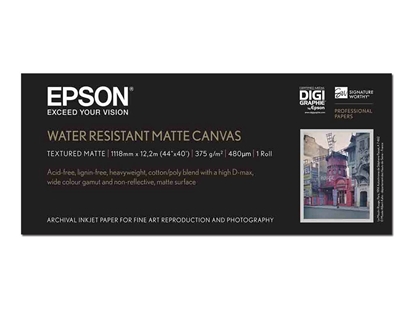 Изображение Epson WaterResistant Matte Canvas Roll, 44" x 12,2 m, 375g/m²