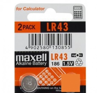 Изображение G12 baterijas 1.5V Maxell Alkaline LR43/186 iepakojumā 1 gb.
