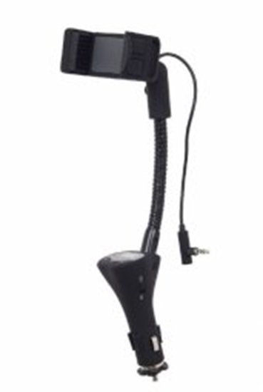 Picture of Gembird 4-in-1 car smartphone holder with charger FM-transmitter and handsfree function