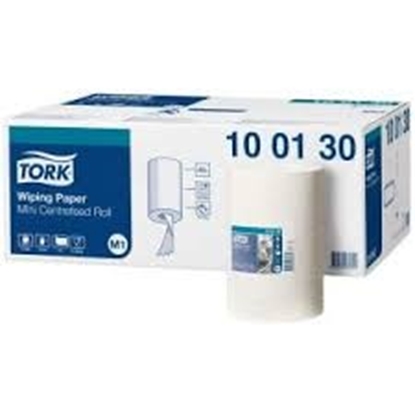 Picture of Hand towel rolls, paper, Tork Advanced Mini M1, 1-Ply, 120m, 50 cellulose-50 Recycled tissue, white,