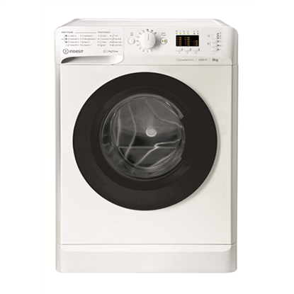 Attēls no INDESIT | MTWSA 61294 WK EE | Washing machine | Energy efficiency class C | Front loading | Washing capacity 6 kg | 1151 RPM | Depth 42.5 cm | Width 59.5 cm | Display | Big Digit | White