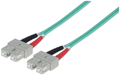 Изображение Intellinet Fiber Optic Patch Cable, OM3, SC/SC, 1m, Aqua, Duplex, Multimode, 50/125 µm, LSZH, Fibre, Lifetime Warranty, Polybag