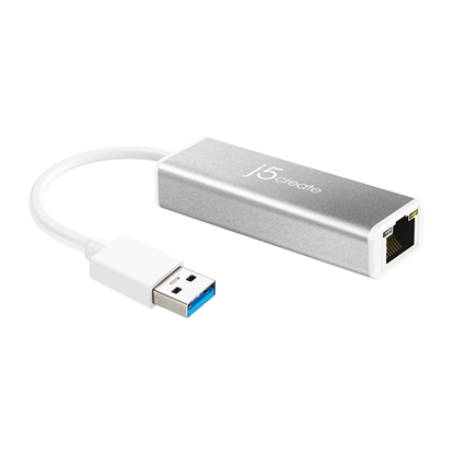 Picture of j5create JUE130 USB™ 3.0 Gigabit Ethernet Adapter, Silver and White