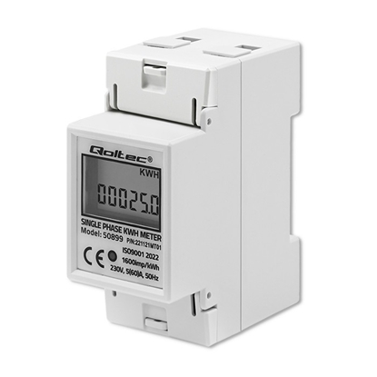 Picture of Jednofazowy elektroniczny licznik | miernik zużycia energii na   szynę DIN | 230V | LCD | 2P 
