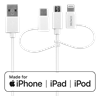 Изображение Kabel USB Deltaco Kabelis DELTACO USB-C / Micro USB / Lightning į USB-A, 1m, Apple C189 chipsetm FSC ženklinta pakuotė, baltas / IPLH-441