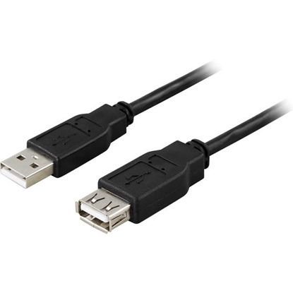 Attēls no Kabel USB Deltaco USB-A - USB-A 0.5 m Czarny (USB2-11S)