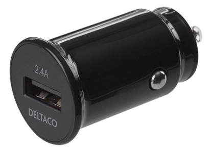 Attēls no Kompaktiško dydžio DELTACO 12/24 V USB automobilinis įkroviklis su 1x USB-A jungtimi, USB-CAR123