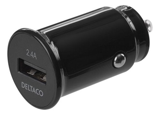 Изображение Kompaktiško dydžio DELTACO 12/24 V USB automobilinis įkroviklis su 1x USB-A jungtimi, USB-CAR123