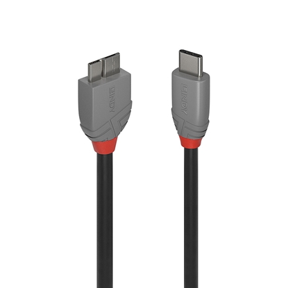 Attēls no Lindy 1m USB 3.2 Type C to Micro-B Cable, Anthra Line