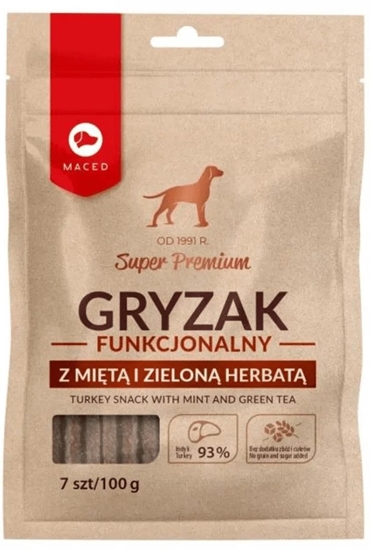 Picture of MACED Turkey snack with mint and green tea - dog chew - 100g