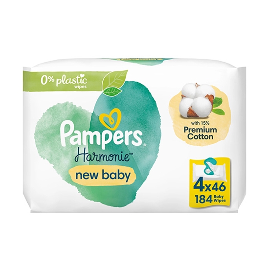 Изображение Mitrās salvetes Pampers Harmonie Plastic Free 4x46gab.