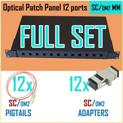 Attēls no MM Optiskais komutācijas paneļa komplekts | 19" | 12 portiem | SC OM2 adapteri| SC OM2 pigtaili