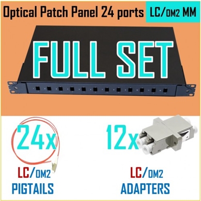 Attēls no MM Optiskais komutācijas paneļa komplekts | 19" | 24 portiem | LC OM2 adapteri| LC OM2 pigtaili