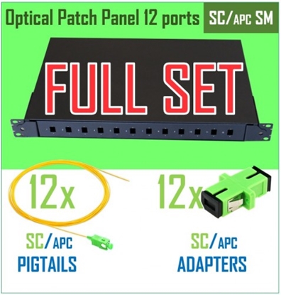 Picture of Optiskais komutācijas paneļa komplekts | 19" | 12 portiem | SC/APC adapteri| SC/APC pigtaili