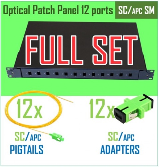 Изображение Optiskais komutācijas paneļa komplekts | 19" | 12 portiem | SC/APC adapteri| SC/APC pigtaili