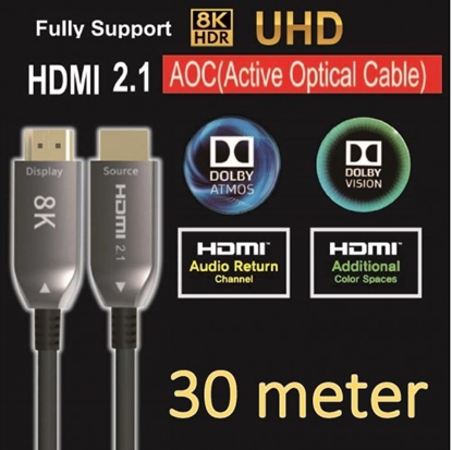 Изображение Optiskais savienotājvads Ultra High Speed HDMI 2.1 Optical Fiber Cable 30m , 8K@60, 4K@120, 48 Gbps