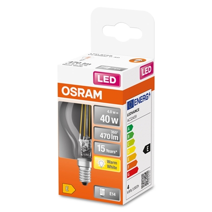Изображение Osram Parathom Classic P Filament 40 non-dim 4W/827 E14 bulb | Osram | Parathom Classic P Filament | E14 | 4 W | Warm White