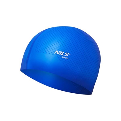 Picture of PELDCEPURE NQC SOLID COLOR BLUE SILICONE SWIMMING CAP DOTS NILS AQUA