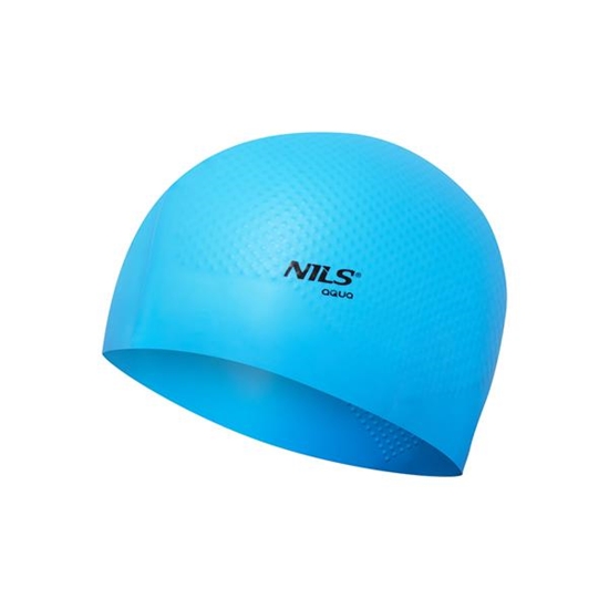 Picture of PELDCEPURE NQC SOLID COLOR LIGHT BLUE SILICONE SWIMMING CAP DOTS NILS AQUA