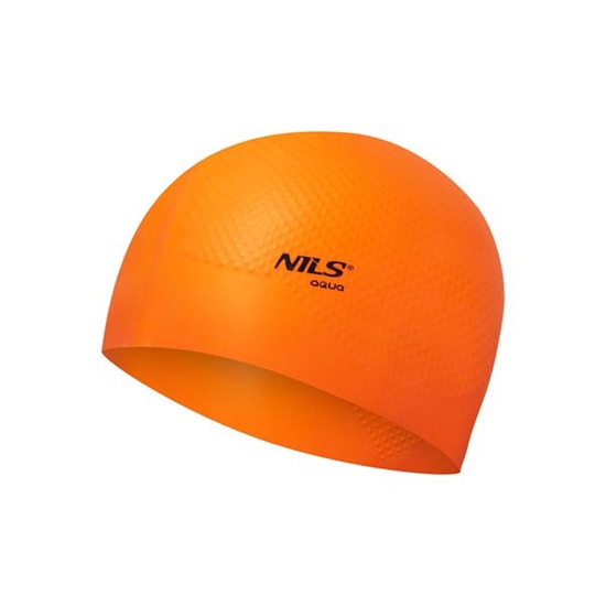 Picture of PELDCEPURE NQC SOLID COLOR ORANGE SILICONE SWIMMING CAP DOTS NILS AQUA