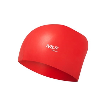 Picture of PELDCEPURE NQC SOLID COLOR RED SILICONE SWIMMING CAP FOR LONG HAIR NILS AQUA