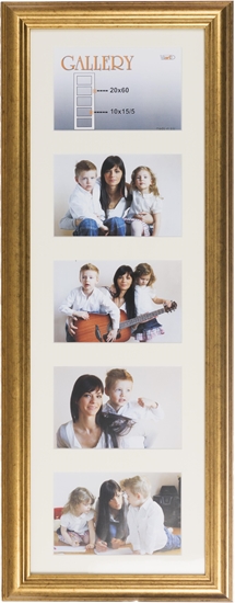 Picture of Photo frame Ema Gallery 20x60/5/10x15, gold (VF3967)