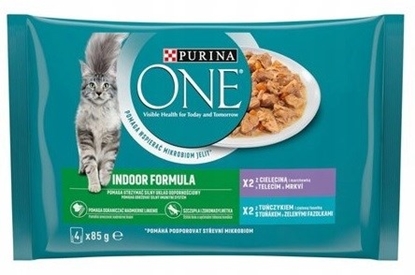 Attēls no PURINA One Indoor Tuna, veal - wet cat food - 4x85g