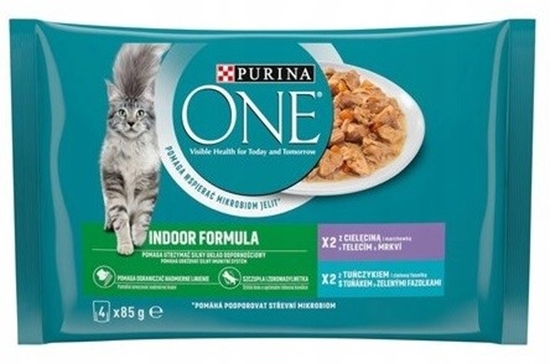 Изображение PURINA One Indoor Tuna, veal - wet cat food - 4x85g