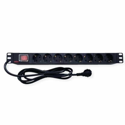 Picture of ROLINE PDU for Cabinet, 8x socket, 45°, 16A, with Switch, black, 2 m
