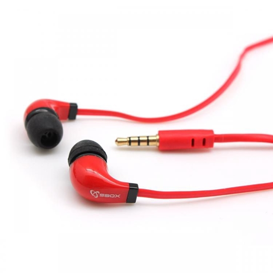 Picture of Sbox Stereo Earphones with Microphone EP-038 red