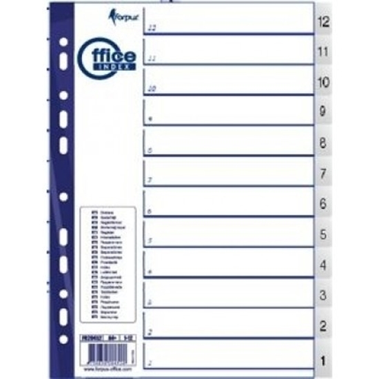 Изображение Separation sheets Forpus A4, 12-1 numbers, plastic