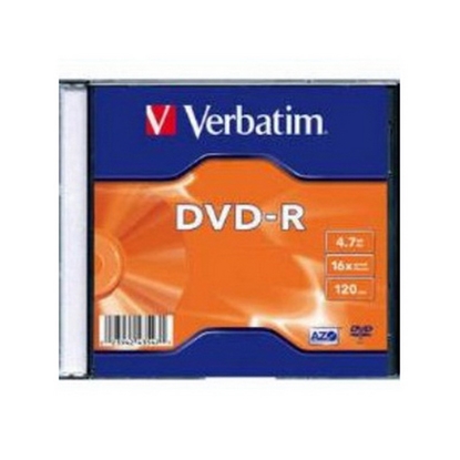 Изображение Kompaktdisks Verbatim DVD-R 4.7GB 16x, AZO, slim