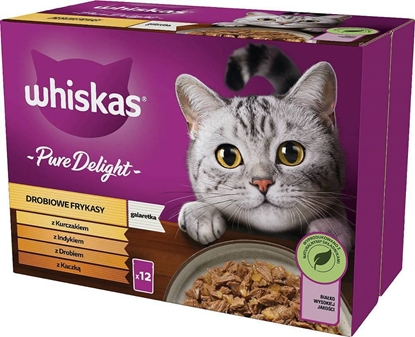 Picture of WHISKAS Pure Delight poultry, duck, turkey, chicken - wet cat food - 12x85 g