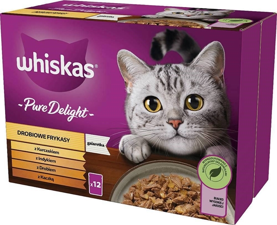 Picture of WHISKAS Pure Delight poultry, duck, turkey, chicken - wet cat food - 12x85 g