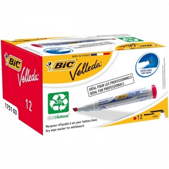 Picture of Whiteboard Marker BIC Velleda, 3.7-5.5 mm Chisel tip, red 1 pcs.