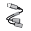 Attēls no Adapteris 4SMARTS Adapter MatchCord USB-C to USB-C and USB-C, 20cm, Textil Black