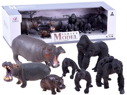 Изображение Afrikos gyvūnų figūrėlės, begemotai-gorilos