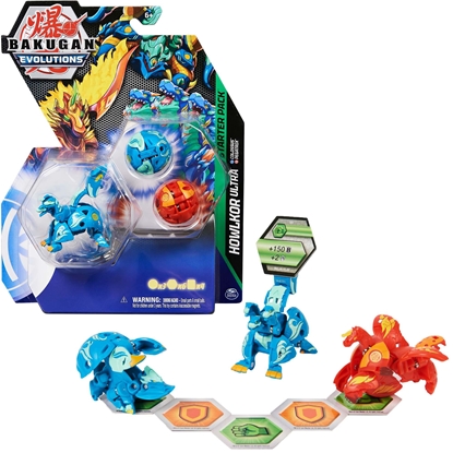 Picture of Bakugan Evolutions Starter Pack 3-Pack, Howlkor Ultra with Colossus and Pegatrix, Collectible Action Figures, Ages 6 and Up