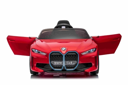 Изображение BMW I4 nuotoliniu būdu valdomas automobilis, raudonas