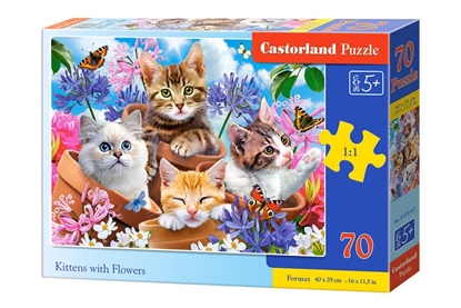 Изображение Dėlionė Castorland Kittens with Flowers, 70 dalių