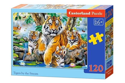 Изображение Dėlionė Castorland Tigers by the Stream, 120 dalių