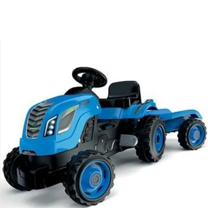 Picture of Didelis minamas traktorius su priekaba -Smoby, mėlynas