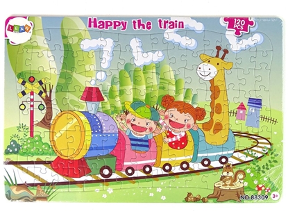 Изображение Edukacinė dėlionė 120 dalių, traukinukas su vaikais ir žirafa