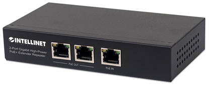 Picture of Intellinet 2-Port Gigabit High-Power PoE+ Extender Repeater, IEEE 802.3at/af Power over Ethernet (PoE+/PoE), metal