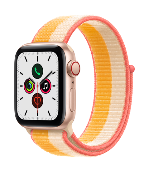 Picture of Apple Watch SE GPS + Cellular, 40mm Gold Aluminium Case with Maize/White Sport Loop