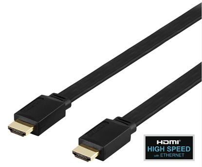 Attēls no Kabelis DELTACO Flat High Speed su Ethernet HDMI, 4K UHD, 2m, juodas / HDMI-1020F-K / 00100005