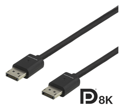 Изображение Kabelis DELTACO GAMING DisplayPort 1.4 kabelis, 7680x4320 60Hz, 2m, juodas / GAM-060